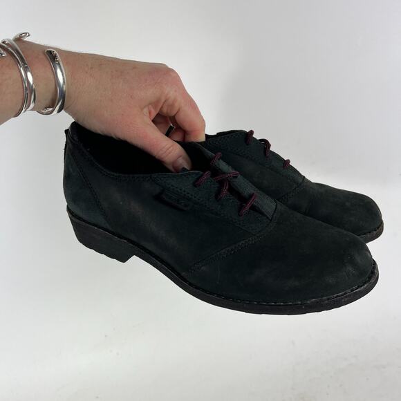 Teva De La Vina Dos Bison Oxfords Women 7.5 Black Leather Round Toe Casual Boots - Picture 10 of 12